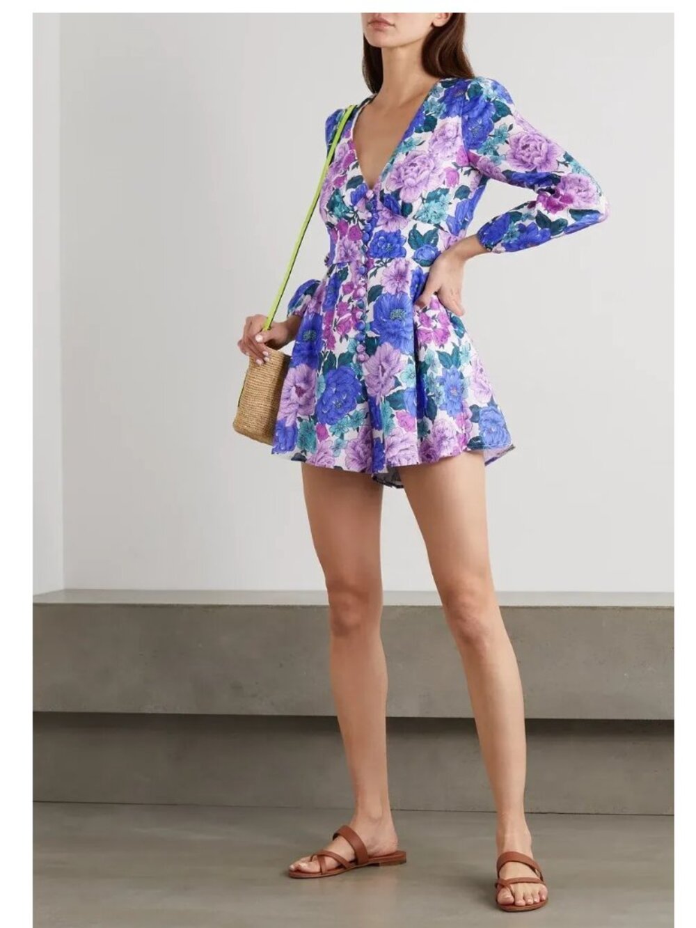 Zimmermann Poppy Floral Linen Playsuit Romper Sz 1 $695
